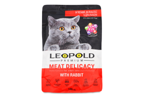 Корм консервированный для котов с кроликом Meat delicacy Premium Leopold д/п 100г