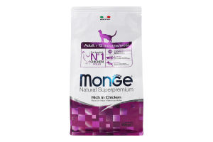 Корм сухий повнораціонний для котів з куркою Adult Natural superpremium Monge м/у 400г