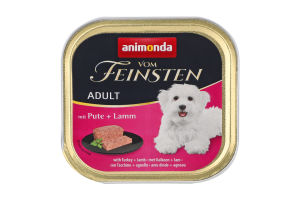 Корм консервований повноцінний для дорослих собак з ягнятиною та індичкою Vom Feinsten Animonda лоток 150г