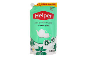Средство для мытья посуды Зеленый лимон Helper 500мл