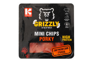 Чипси м'ясні Mini Chips Porky з свинини с/к в/г 50г газ/уп Grizzly