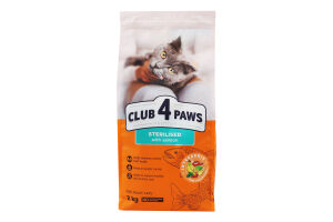 Корм д/дорослих стерилізованих котів Premium з лососем сухий 2кг Club 4 Paws