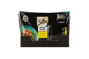 Набір кормів консервованих для котів з качкою, з куркою, з домашньою птицею, з качкою та індичкою Sheba м/у 4х85г