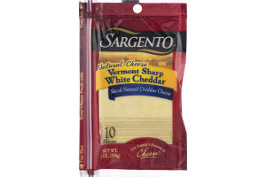 Sargento Natural Vermont Sharp White Caheddar Cheese Slices - 10 CT