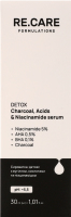 Сироватка-детокс д/обличчя Detox Charcoal з вугіллям кислотами та ніацинамідом 30мл RE.CARE
