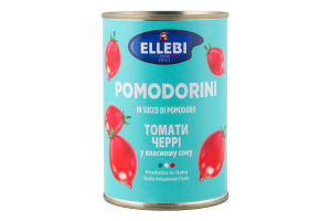 Томати черрі цілі неочищені у власному соку Ellebi з/б 400г