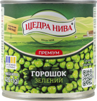 Горошек зеленый консервированный стерилизованный Премиум Щедра нива в/с ж/б 420г