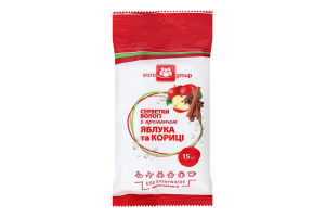 Серветки вологі Еврогруп 15 шт. з ароматом Яблука-Кориці