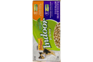Purina Friskies Indoor In Gravy Chunky Chicken & Turkey Casserole and Homestyle Turkey Dinner Cat Food - 12 CT