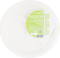 Тарілка з багаси трисекціна 6шт Грін Пак