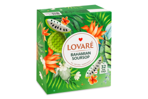Чай зеленый мелкий с фруктами, лепестками цветов и ароматом саусепа Bahamian soursop Lovare к/у 32х1.5г