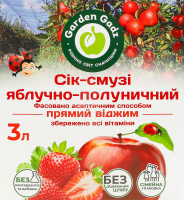 Сок-смузи прямой отжим с мякотью стерилизированный фасованный асептическим способом яблочно-клубничный Garden Gadz к/у 3л