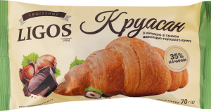 Круасан з начинкою зі смаком шоколадно-горіхового крему , ТМ "LIGOS" 70г