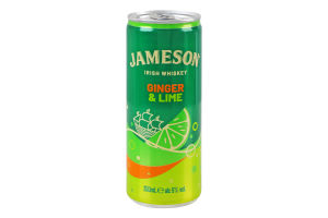 Напій слабоалкогольний газований Jameson Ginger & Lime, 5.0%, 0.25 л, (12)