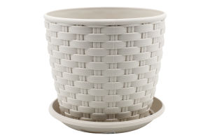 Горщик д/квітів Ротанг біла троянда з підставкою 12*11см арт114055 Алеана