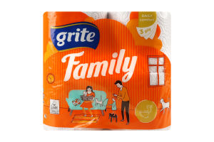 Бумага туалетная 3 слоя Family Grite 4шт