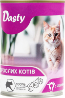 Корм д/котів з смаком яловичини 415г ж/б Дасті