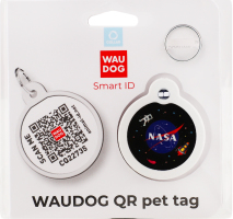 Адресник д/собак та котів Смарт АйДі НАСА з QR паспортом метал d30мм 230-0147 ВауДог