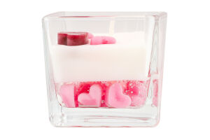 Свічка Сердечки квадратний стакан на 28годин 6*7см Строїч