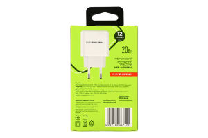 Пристрій зарядний мережевий білий 20W USB-A Type-C Euroelectric