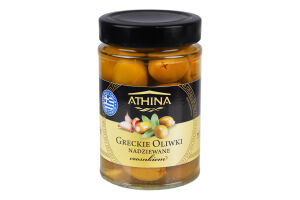 Оливки грецькі зелені з часником Athina с/б 300г