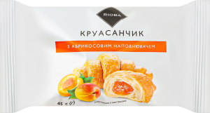 Круасанчик з абрикосовим наповнювачем RIOBA м/у 45г