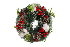 Прикраса декоративна Вінок новорічний з шишкам30см