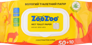 Бумага туалетная влажная с экстрактом алоэ ZooZoo 60шт