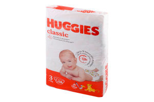 Подгузники детские 4-9кг Classic Huggies 58шт