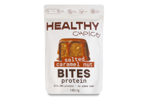 Цукерка в чорному шоколаді Salted caramel nut Protein bites Healthy Choice д/п 145г