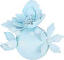 Куля новорічна Квітка синя пластик 8см КМ