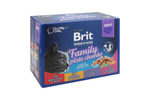Корм д/котів Сімейна тарілка асорті 4смаки 12*100г пауч Бріт Преміум