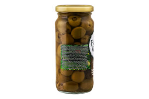 Оливки зеленые сорта Manzanilla фаршированные начинкой с анчоусом консервированные пастеризованные Feudo Verde с/б 240г