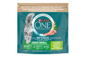 Корм сухий повнораціонний для дорослих котів з високим вмістом індички Indoor Purina One д/п 1.4кг