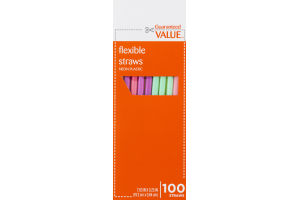 Guaranteed Value Flexible Straws Neon Plastic - 100 CT