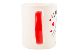 Кухоль I love you 350мл білий порцеляна циліндр з червоною ручкою GGP