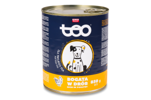 Корм вологий повнораціонний для дорослих собак з домашньою птицею в соусі Teo з/б 850г