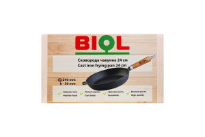 Сковорода чавунна з дерев"яною ручкою 24см РС24 Біол