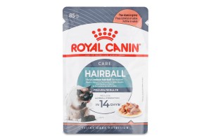 Корм влажный полнорационный для взрослых котов кусочки в соусе Hairball Сare Royal Canin д/п 85г