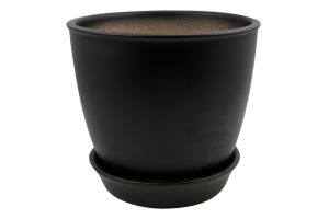 Горщик чорний матовий кераміка 16*15*1,8см Духм'яна піч