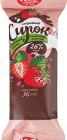 Сирок глазурований 26% молоковмісний з цукром та наповнювачем Полуниця Молочний острів м/у 36г
