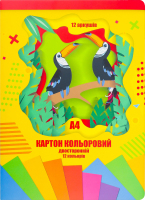 Картон кольоровий А4 двосторонній 12 кольорів Тетрада