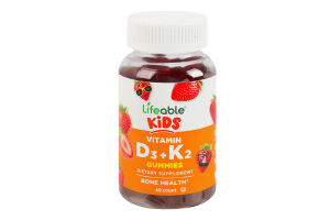 Добавка дієтична для дітей жувальні пастилки Вітамін D3+K2 Kids Lifeable 60шт