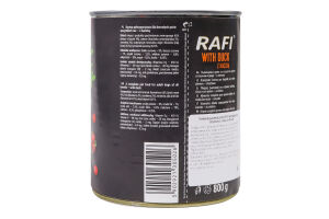 Корм д/собак з качкою 800г ж/б Рафі