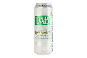 Пиво 0.5л 5% светлое нефильтрованное пастеризованное Hoppy Lager DAB ж/б
