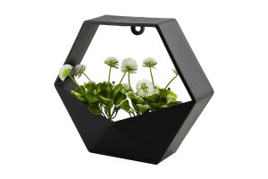 Вазон декоративний з квітами шестикутний настінний 22*15*10,5см в асортименті BMG