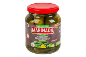 Корнішони мариновані пастеризовані Делікатесні Marinado с/б 350г