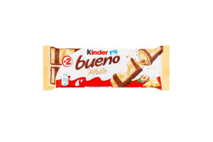 Вафлі з молочно-горіховою начинкою покриті білим шоколадом White Bueno Kinder м/у 39г
