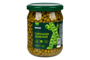 Горошек зеленый консервированный Novus в/с с/б 460г