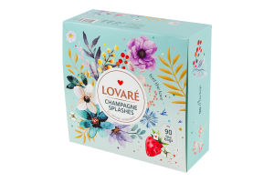 Бленд чая черного и зеленого мелкого с ягодами, лепестками и ароматом земляники Champagne splashes Lovare к/у 90х2г